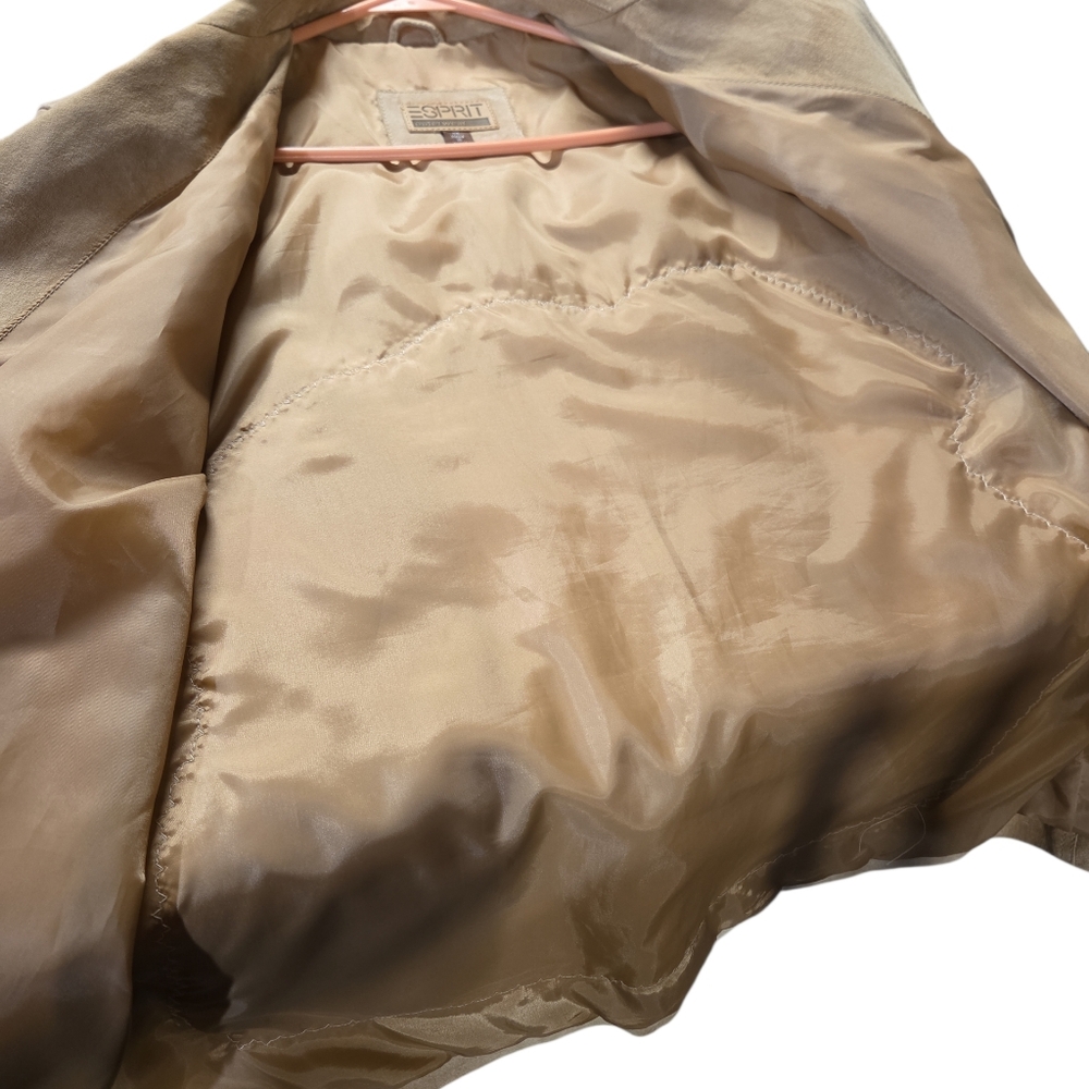 Esprit Beige Nylon Lined Jacket Upcycled Custom Horse theme. - Picture 6 of 6